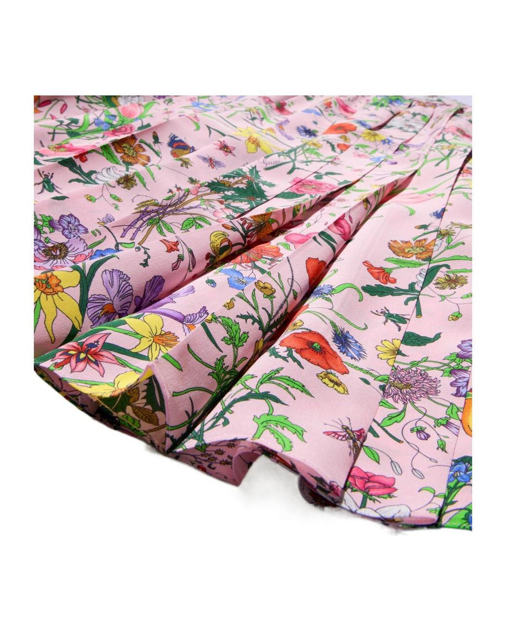 Gucci Red Printed Silk Pleated Skirt