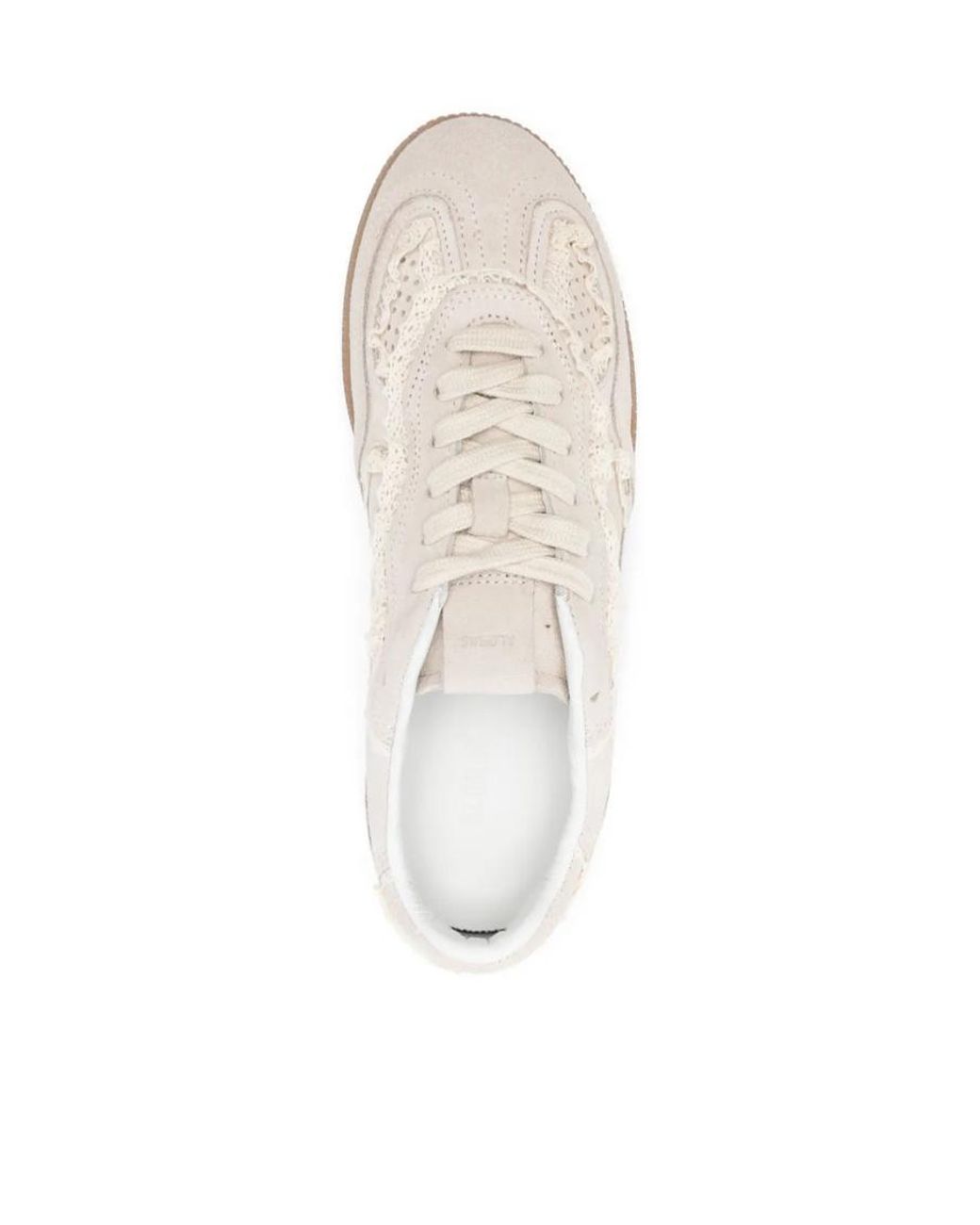 Alohas White Crochet Trim Lace-Up Sneakers