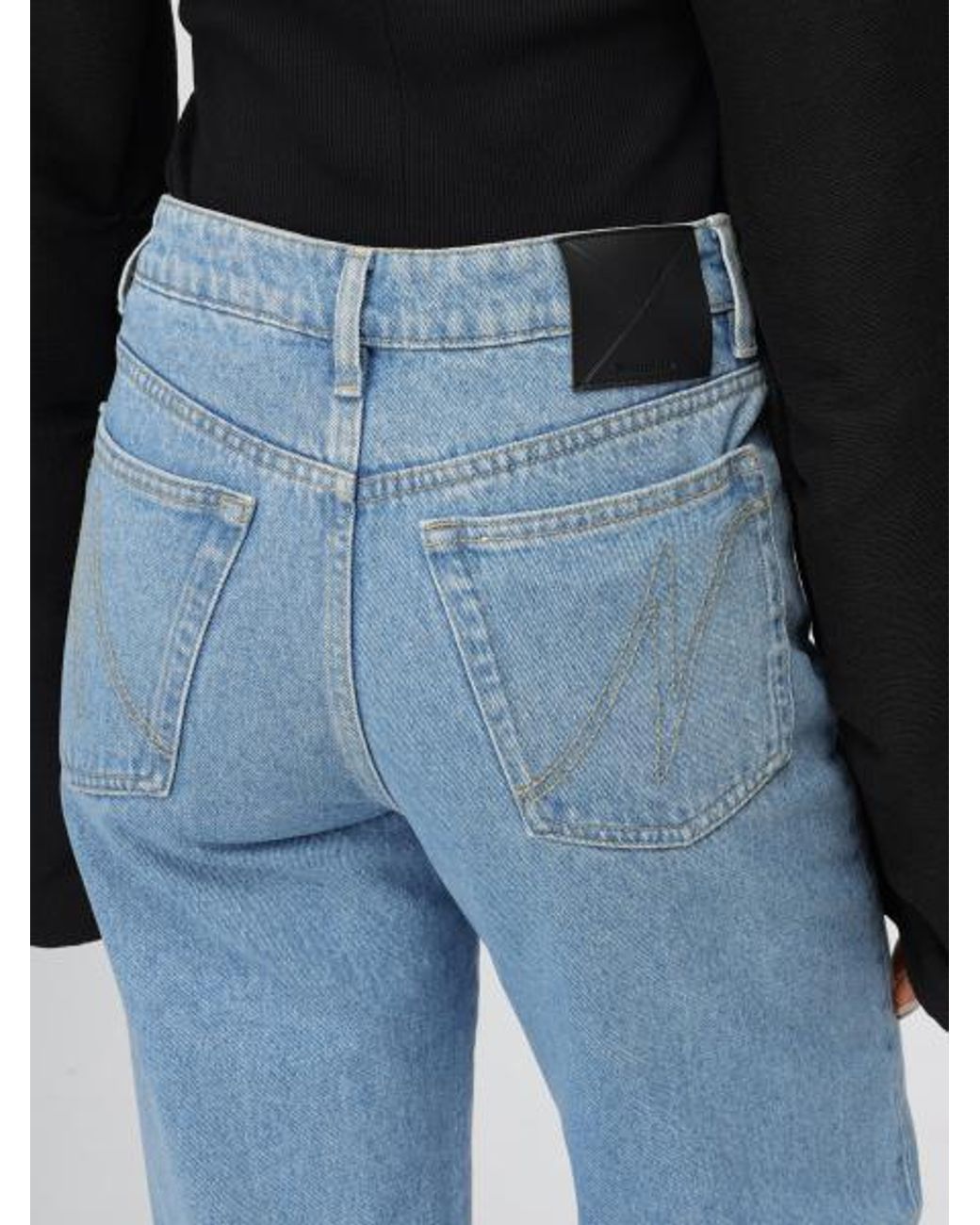 Nanushka Blue Turn-Up Detailed Straight-Leg Jeans