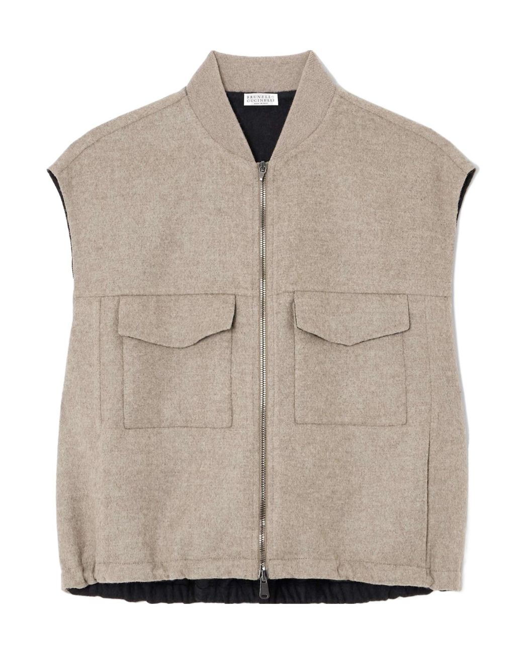 Brunello Cucinelli Natural Virgin Wool Double-Cloth Vest