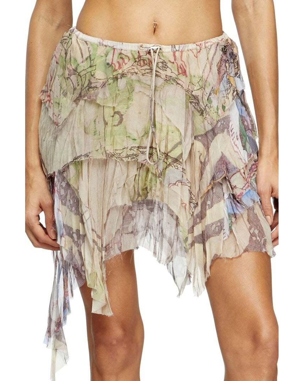 DIESEL Natural O-Silla Printed Crinkled Skirt