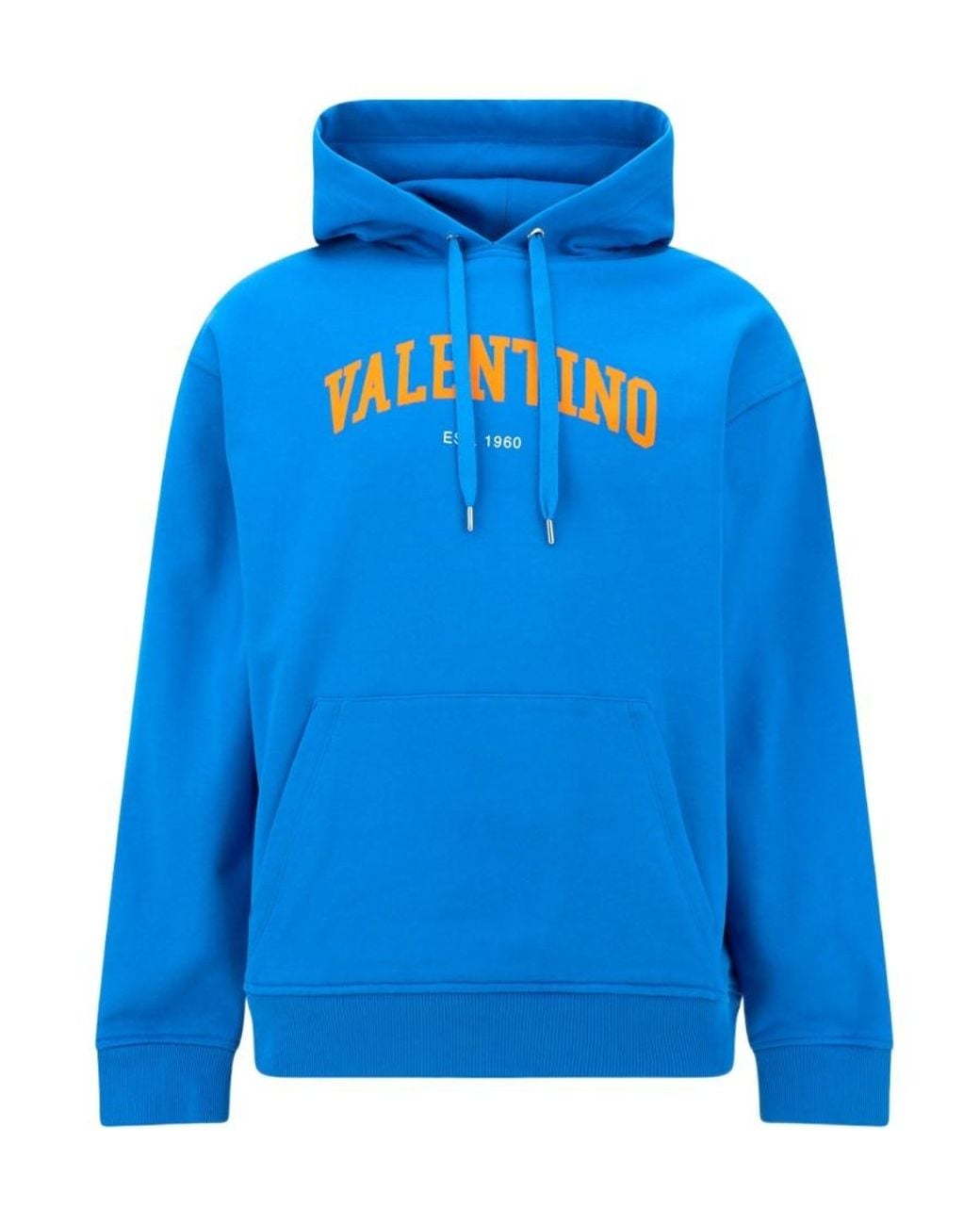 Valentino Blue Logo Printed Long-Sleeved Hoodie for men