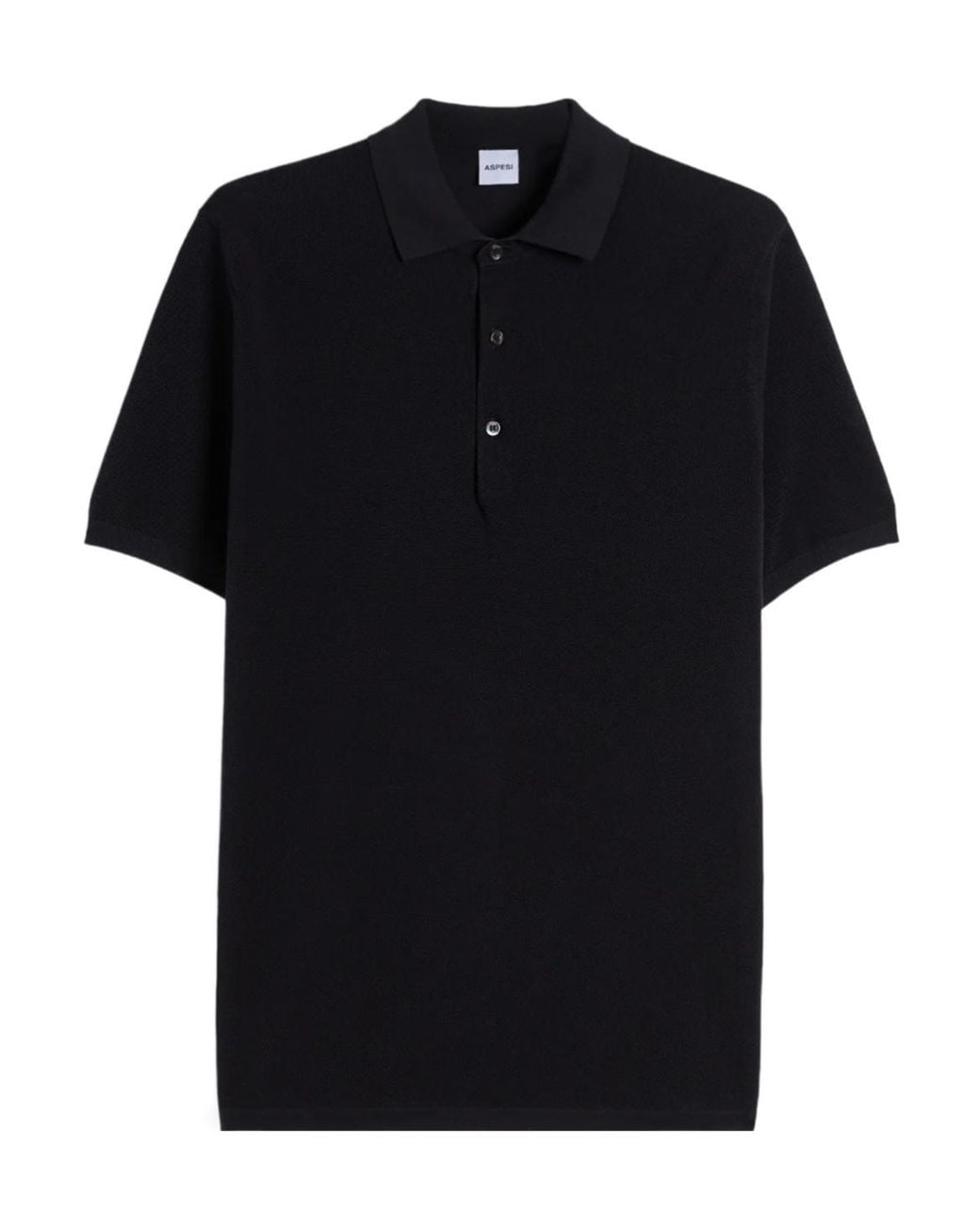 Aspesi Black Short-Sleeve Polo Shirt for men