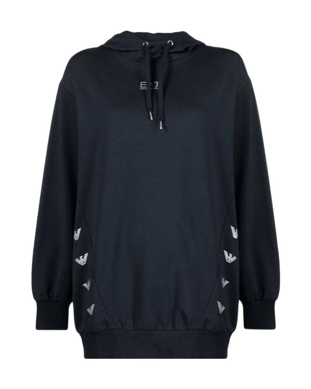 EA7 Blue Logo-Print Drawstring Hoodie