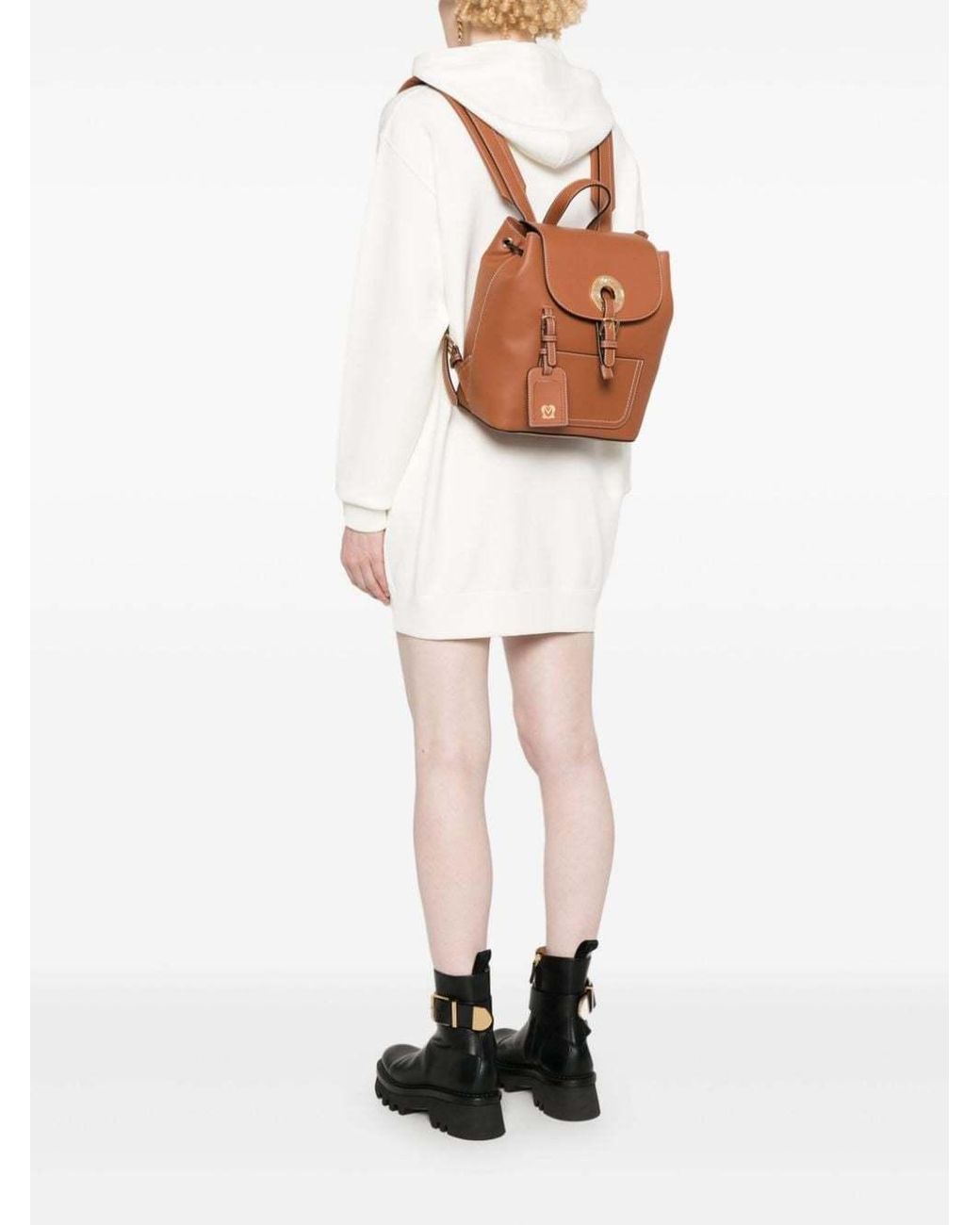Moschino Brown Love Logo Engraved Buckle Fastened Backpack