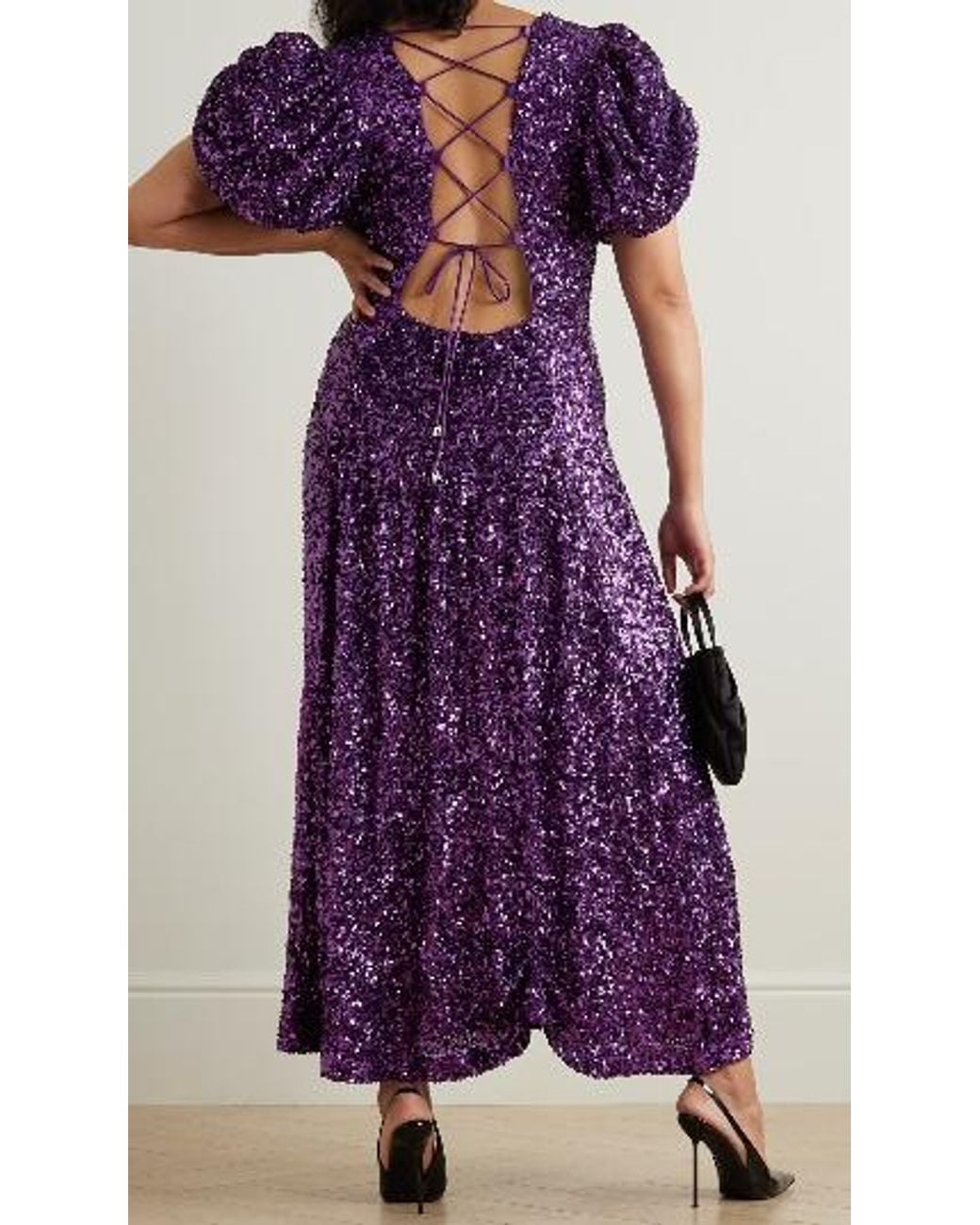 ROTATE BIRGER CHRISTENSEN Purple Backless Sequined Dress