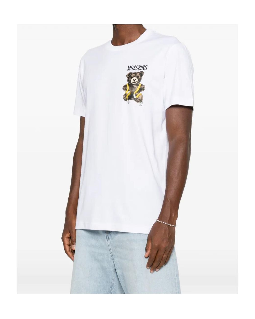 Moschino White Teddy Bear Logo-Print T-Shirt for men