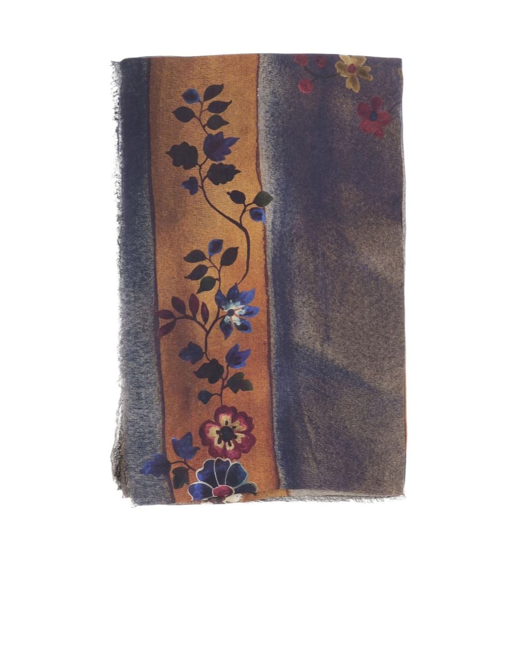 Faliero Sarti Blue Floral Pattern Rectangular Scarf