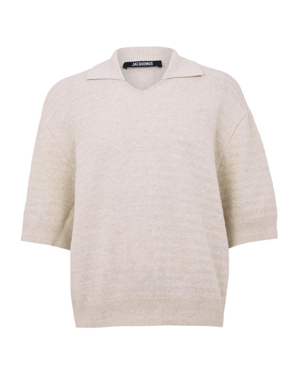 Jacquemus White Short-Sleeved Knit Polo Shirt for men