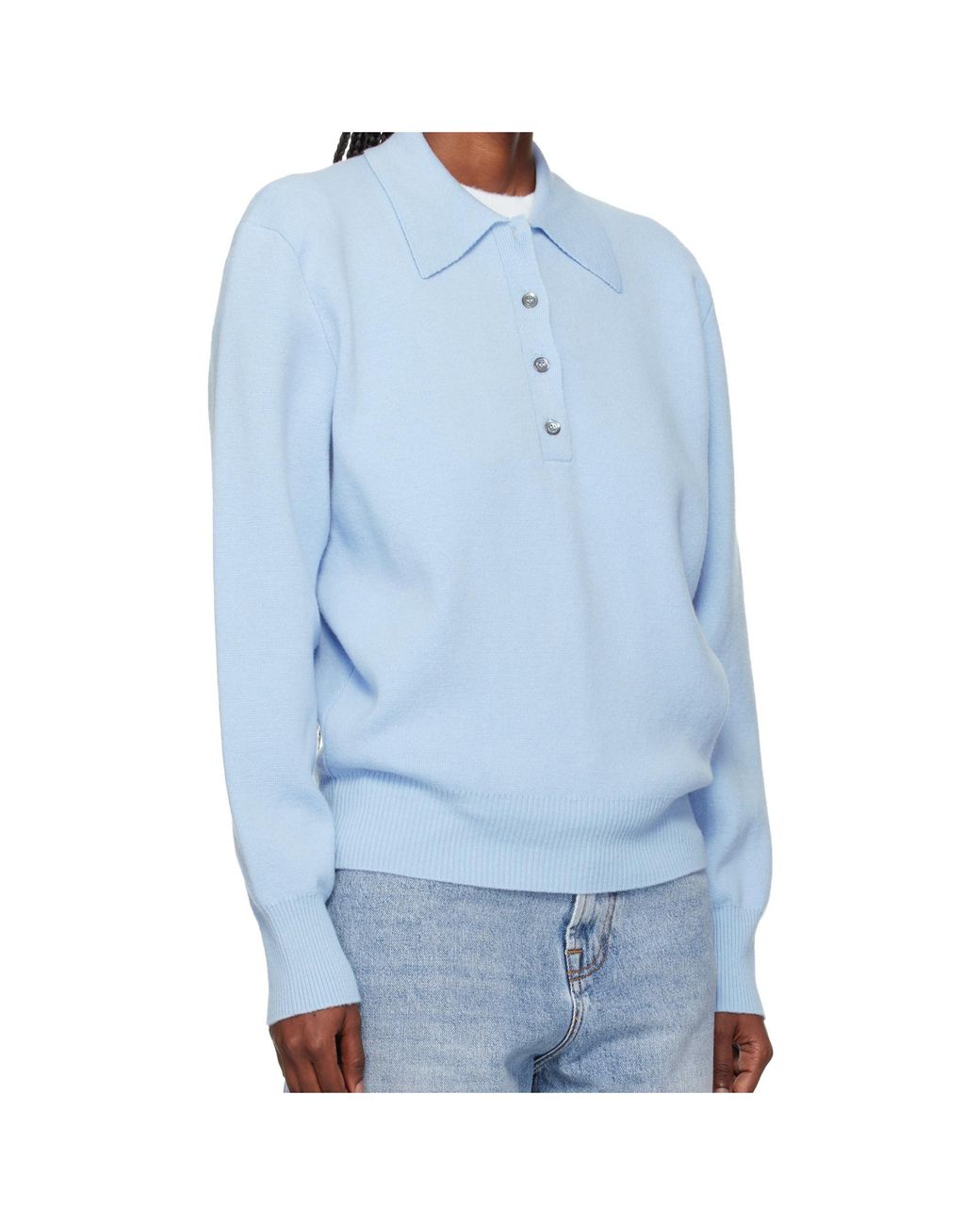 Rohe Blue Polo-Collar Knitted Sweater