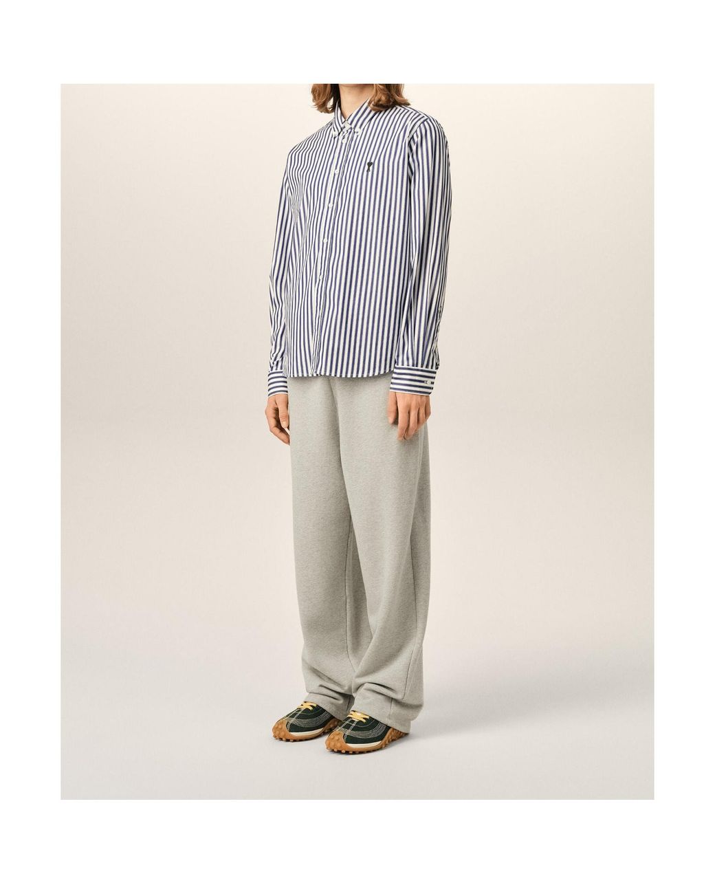 AMI Blue Ami Ami De Coeur Striped Shirt for men