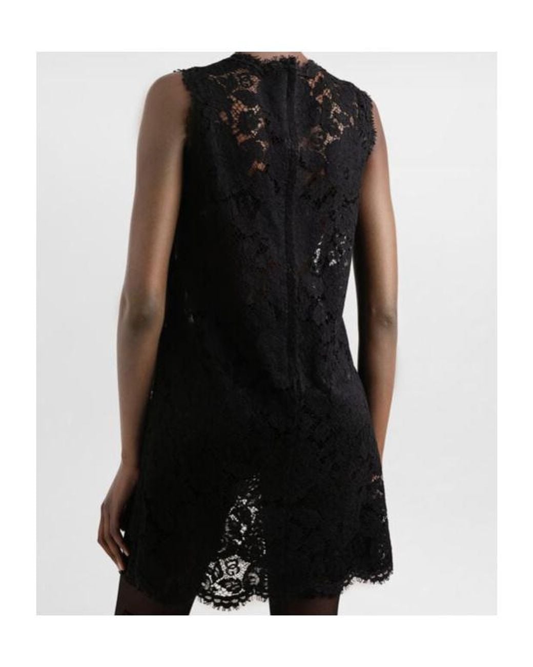 Dolce & Gabbana Black Dna Lace Detailed Mini Dress