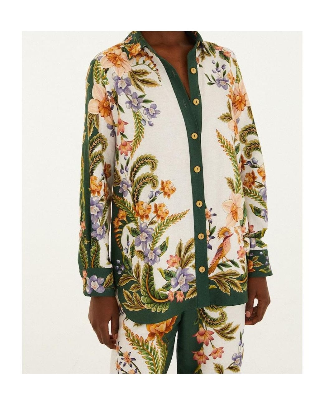 Farm Rio Multicolor Floral-Print Long-Sleeve Shirt