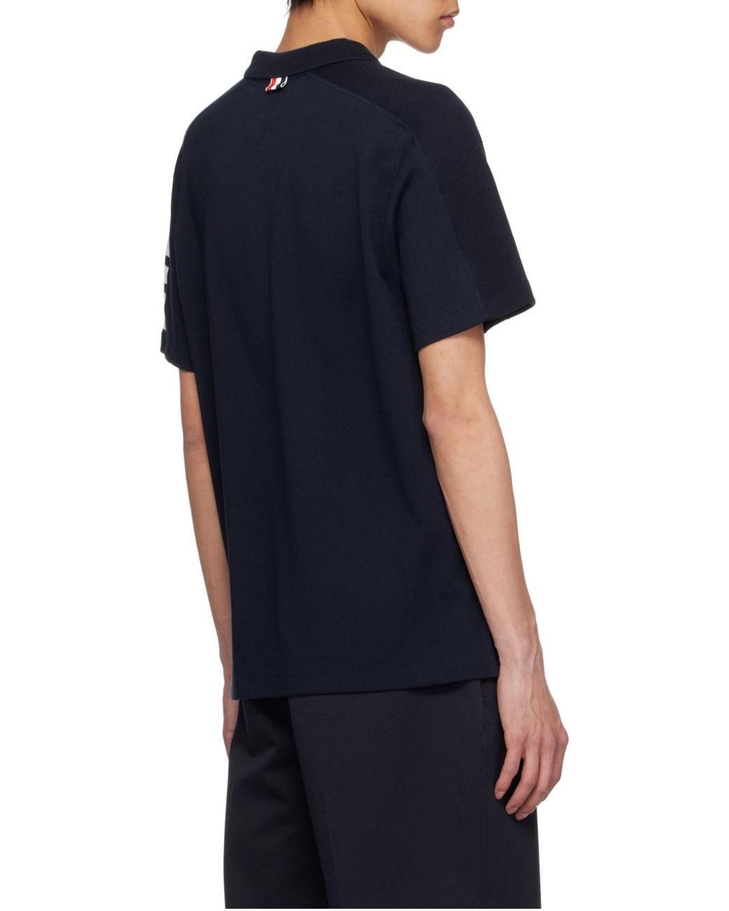 Thom Browne Blue Bar Short Sleeve Polo Shirt for men