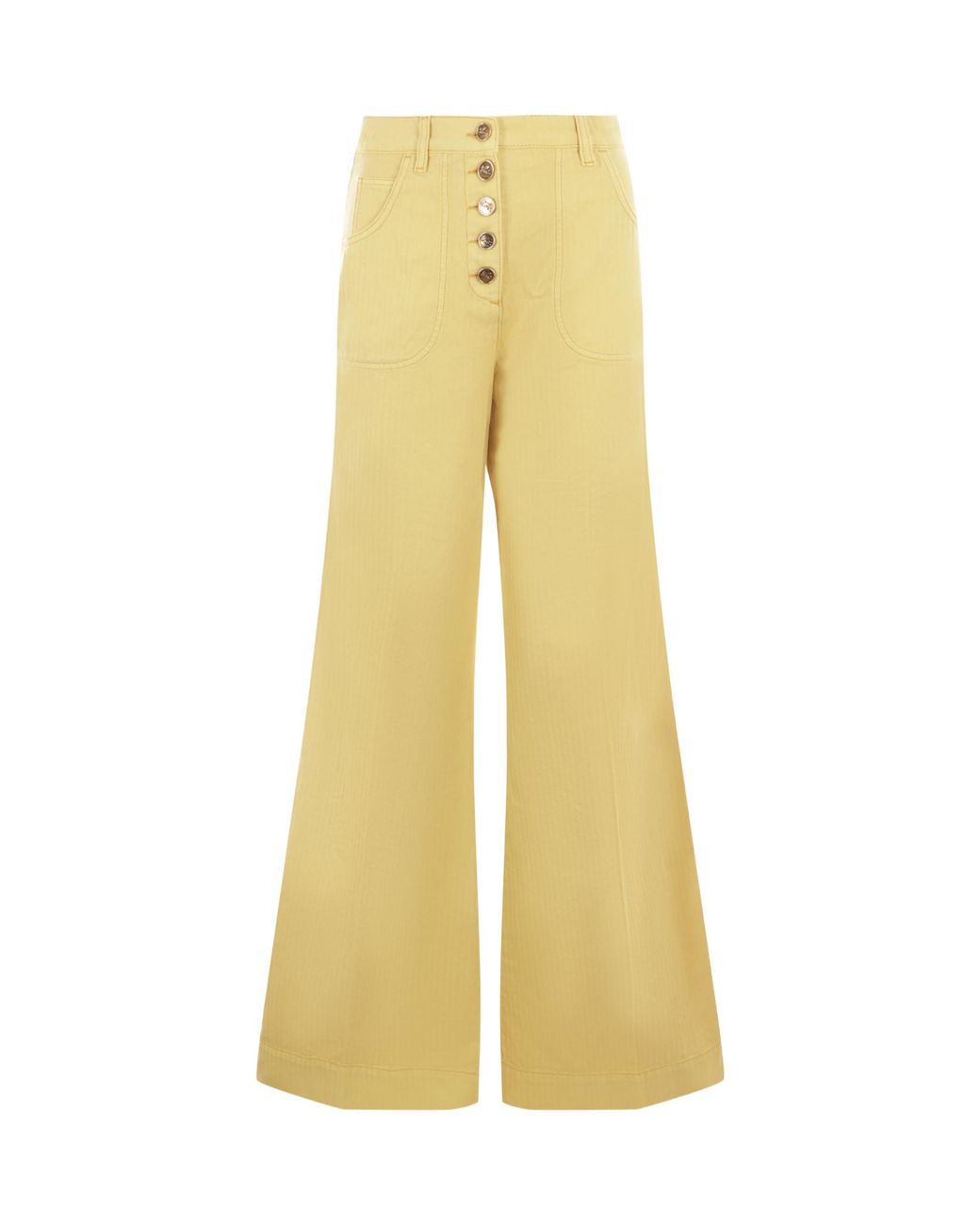 Etro Yellow Pegaso Embroidered Flared Trousers