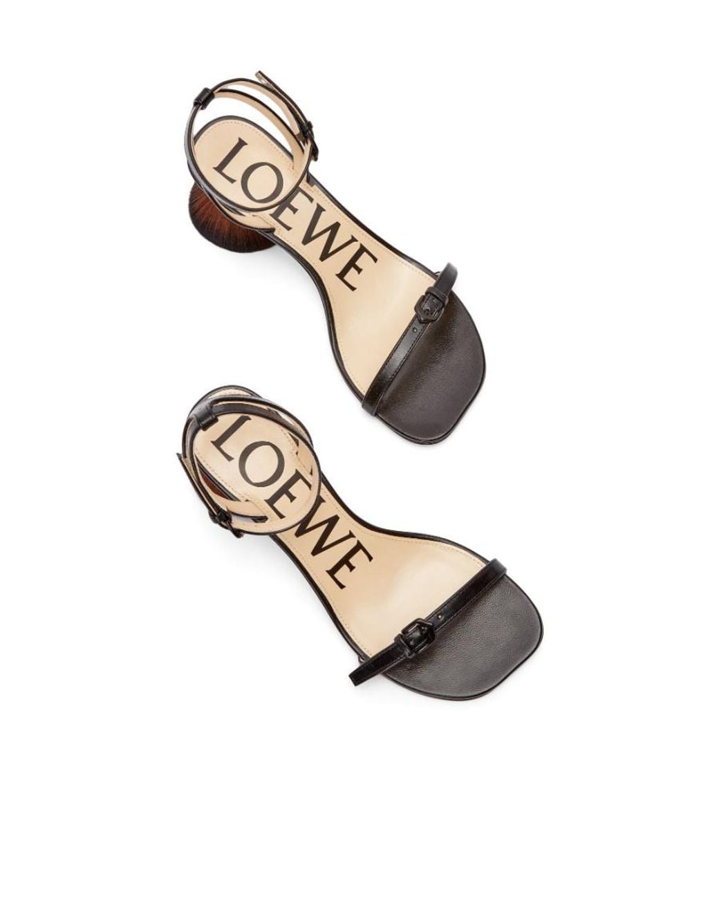 Loewe White Petal Brush Heeled Ankle Strap Sandals