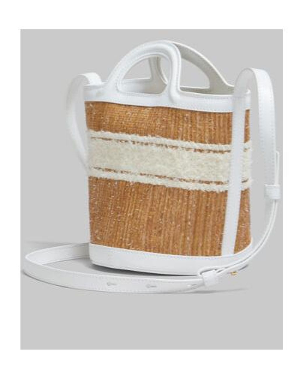 Marni White Small Tropicalia Logo-Embroidered Drawstring Bucket Bag
