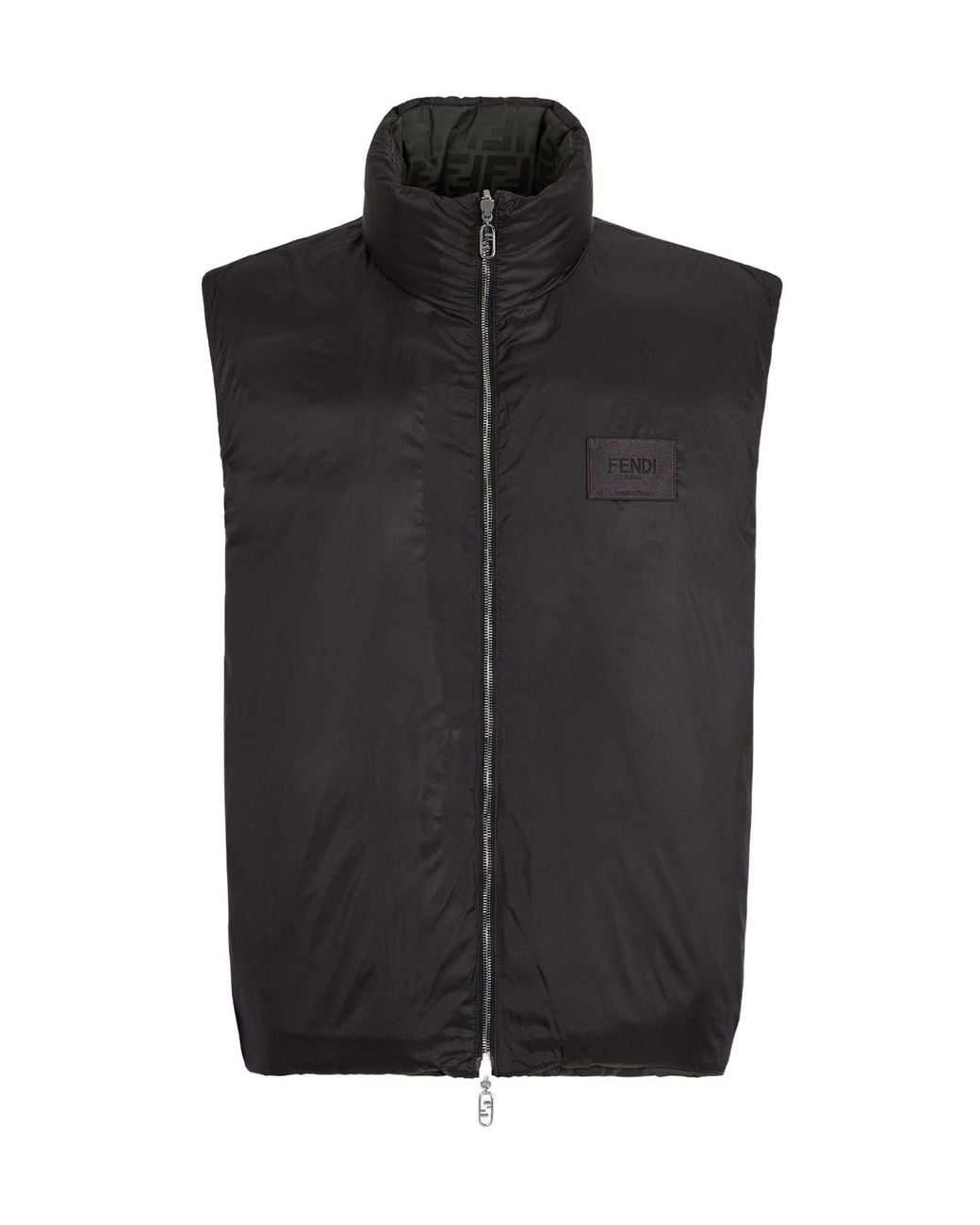 Fendi Green Ff Jacquard Reversible Puffer Gilet for men