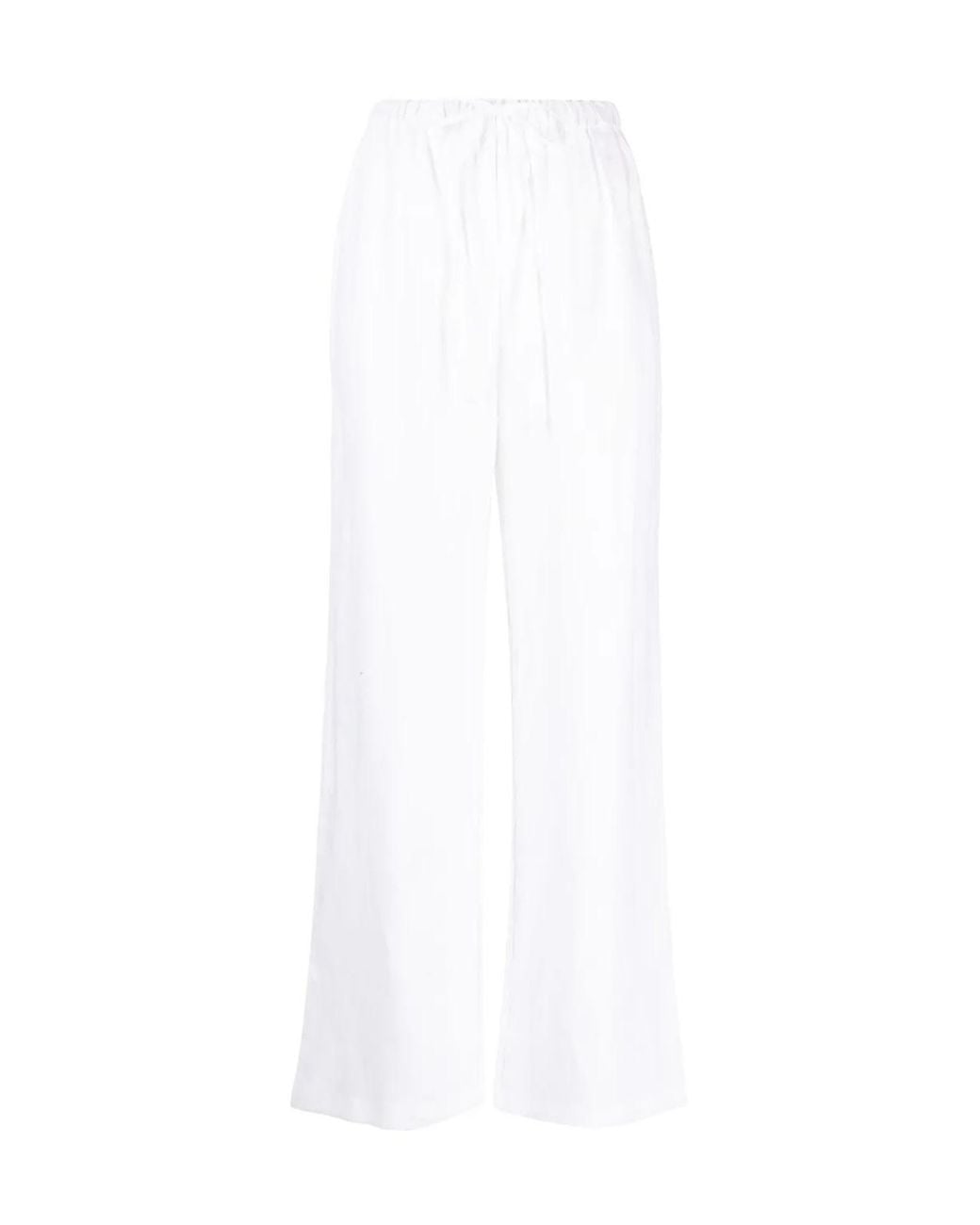 Reformation White Olina Linen Track Pants