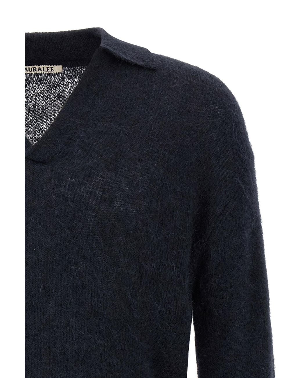Auralee Blue Long-Sleeve Polo Shirt6 for men