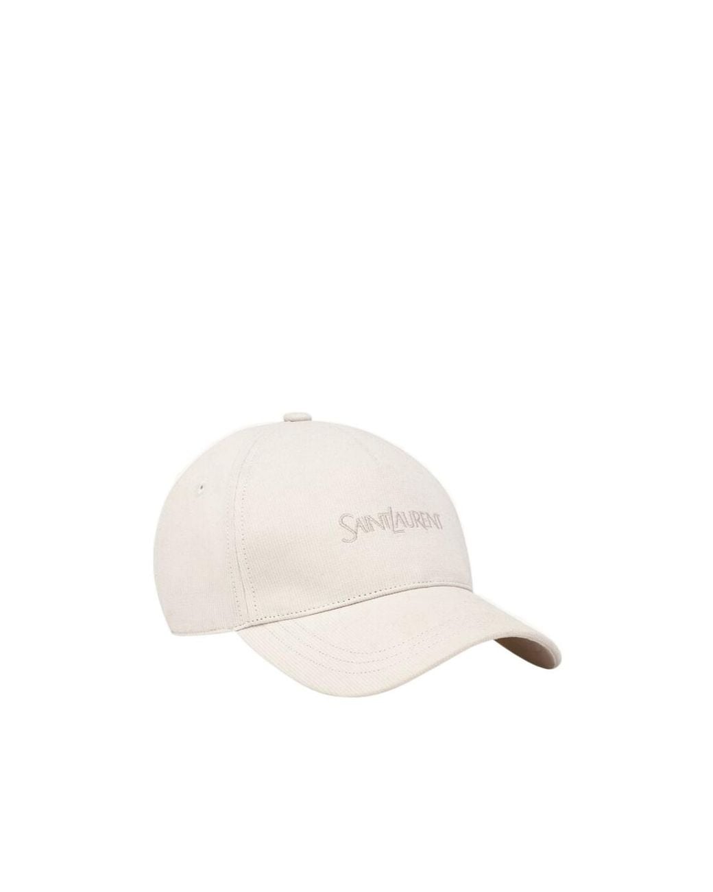 Saint Laurent White Logo Embroidered Corduroy Baseball Cap