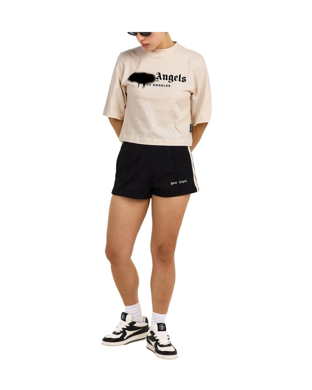 Palm Angels White Mockneck Cropped Top