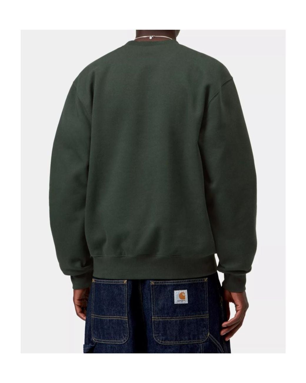 Carhartt Green Logo Embroidered Crewneck Sweatshirt for men