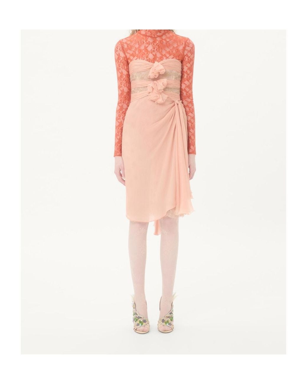 Valentino Pink Lace-Embellishment Midi Dress