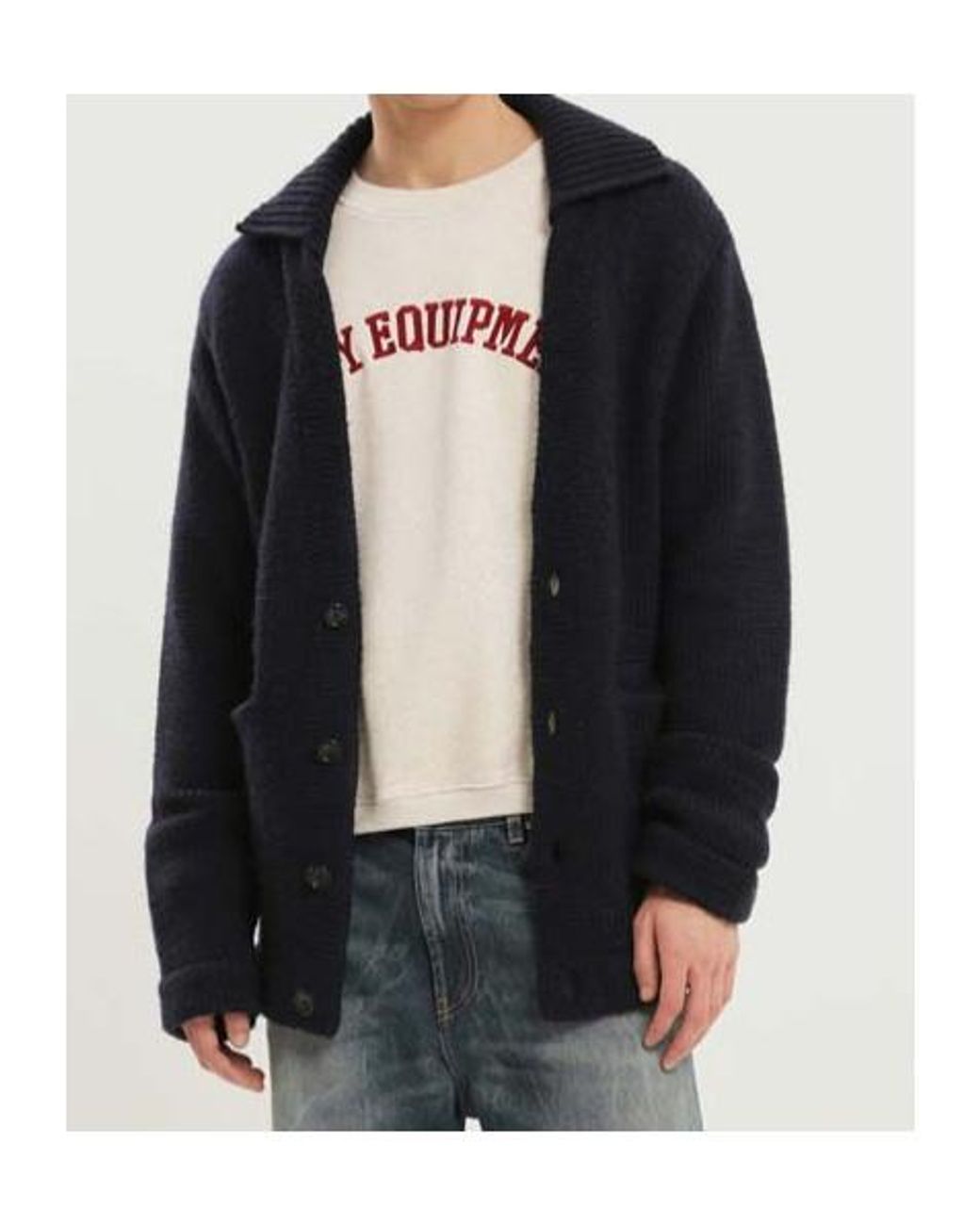 1989 STUDIO Blue Pocket Cardigan Sweater for men