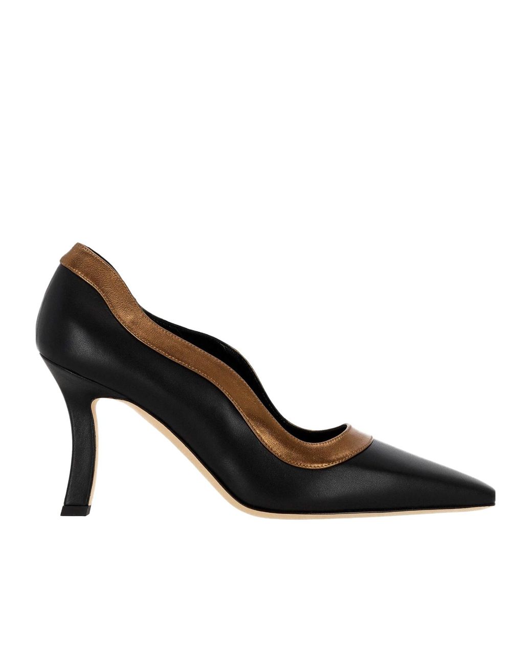 Manolo Blahnik Black Curved Trim Pointed Toe Pumps