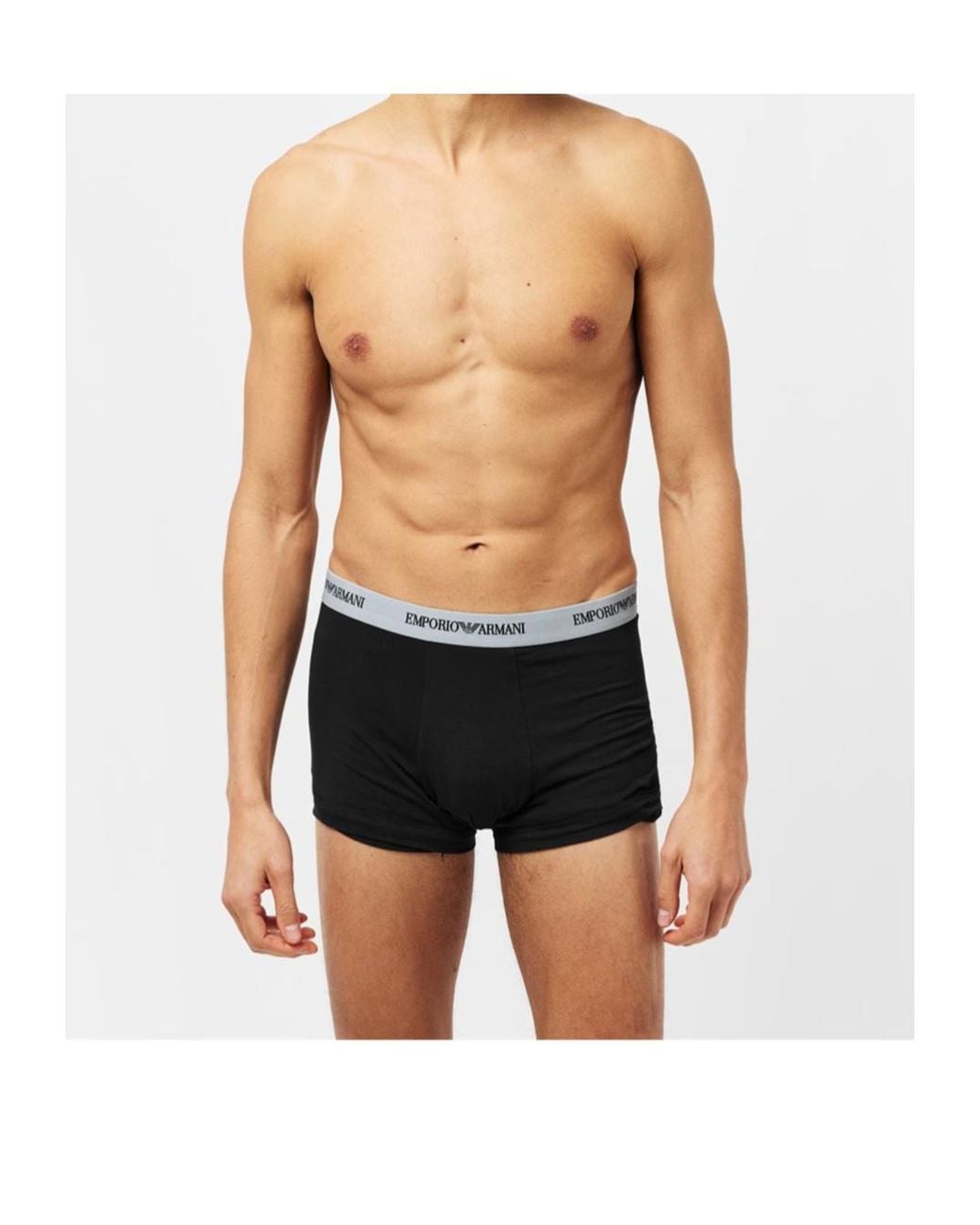 Emporio Armani Black 3 Pack Stretch Cotton Trunks for men