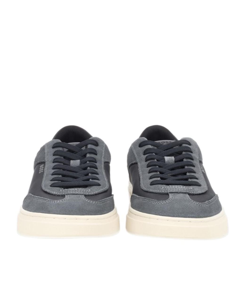 Boss Blue Kieran Suede-Panelled Logo-Print Sneakers for men