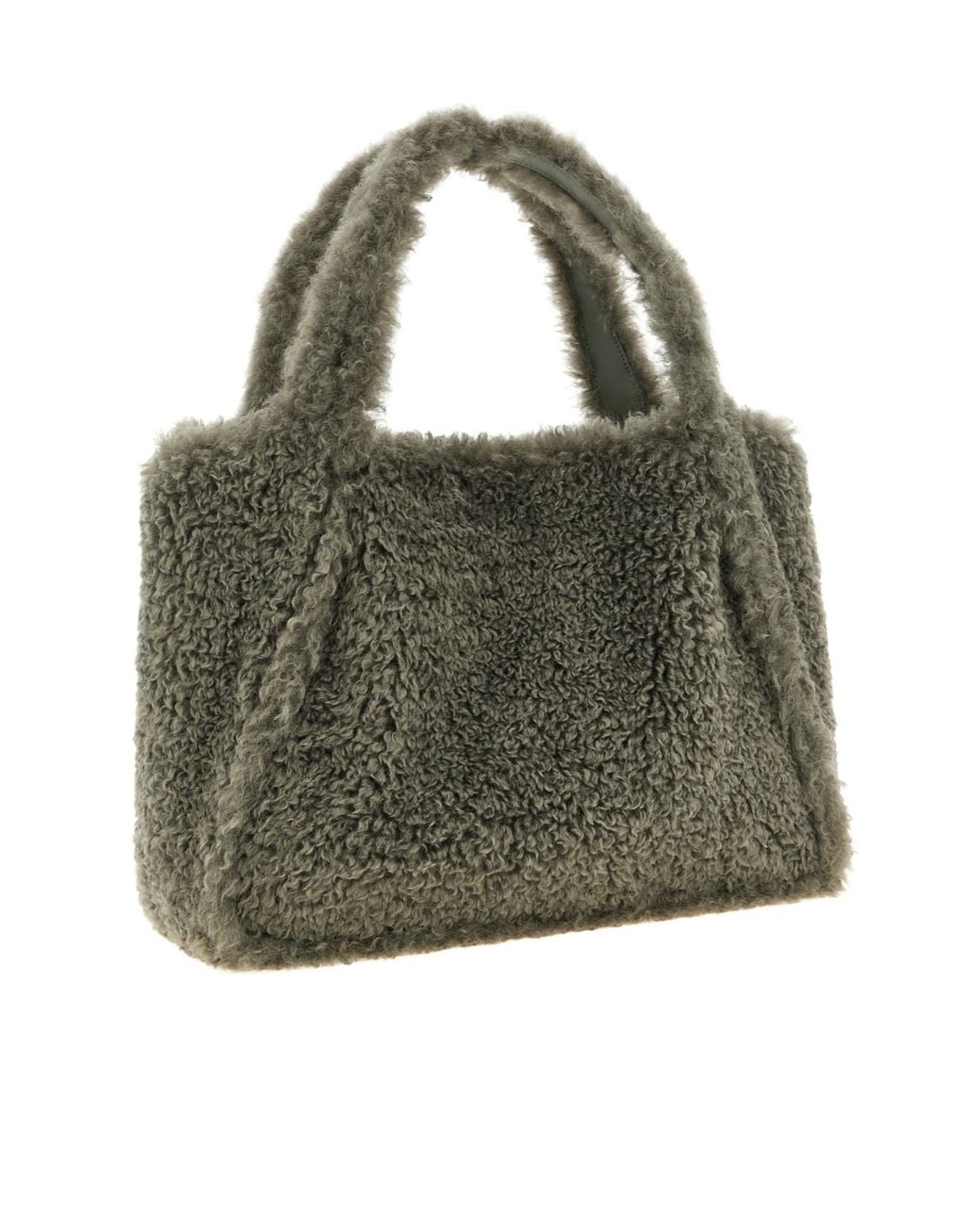 Stella McCartney Green Stella Logo Embroidered Shearling Tote Bag