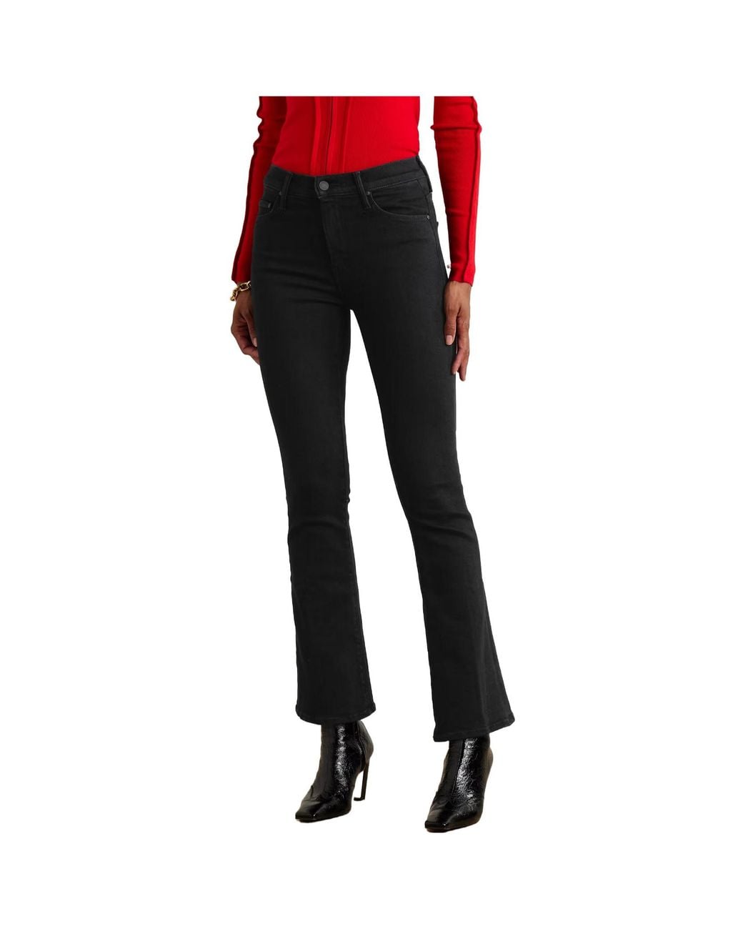 Mother Black Mid-Rise Flared Jeans