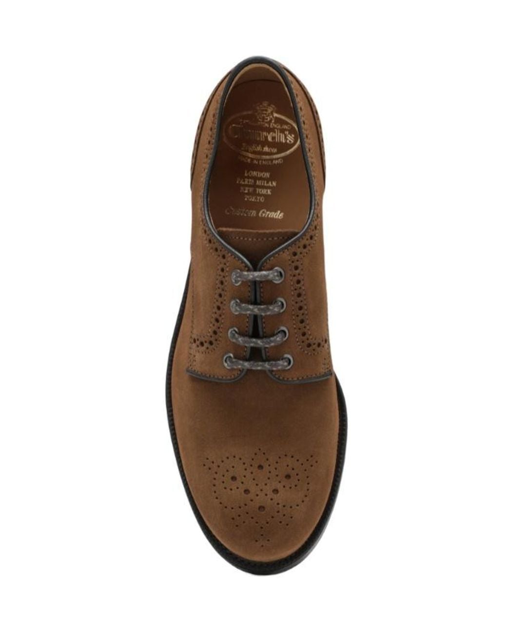 Church's Brown Almond Toe Lace-Up Shoes for men