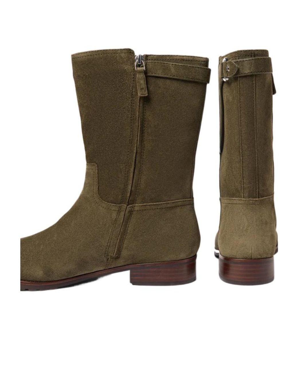 Ralph Lauren Green Round-Toe Ankle Boots