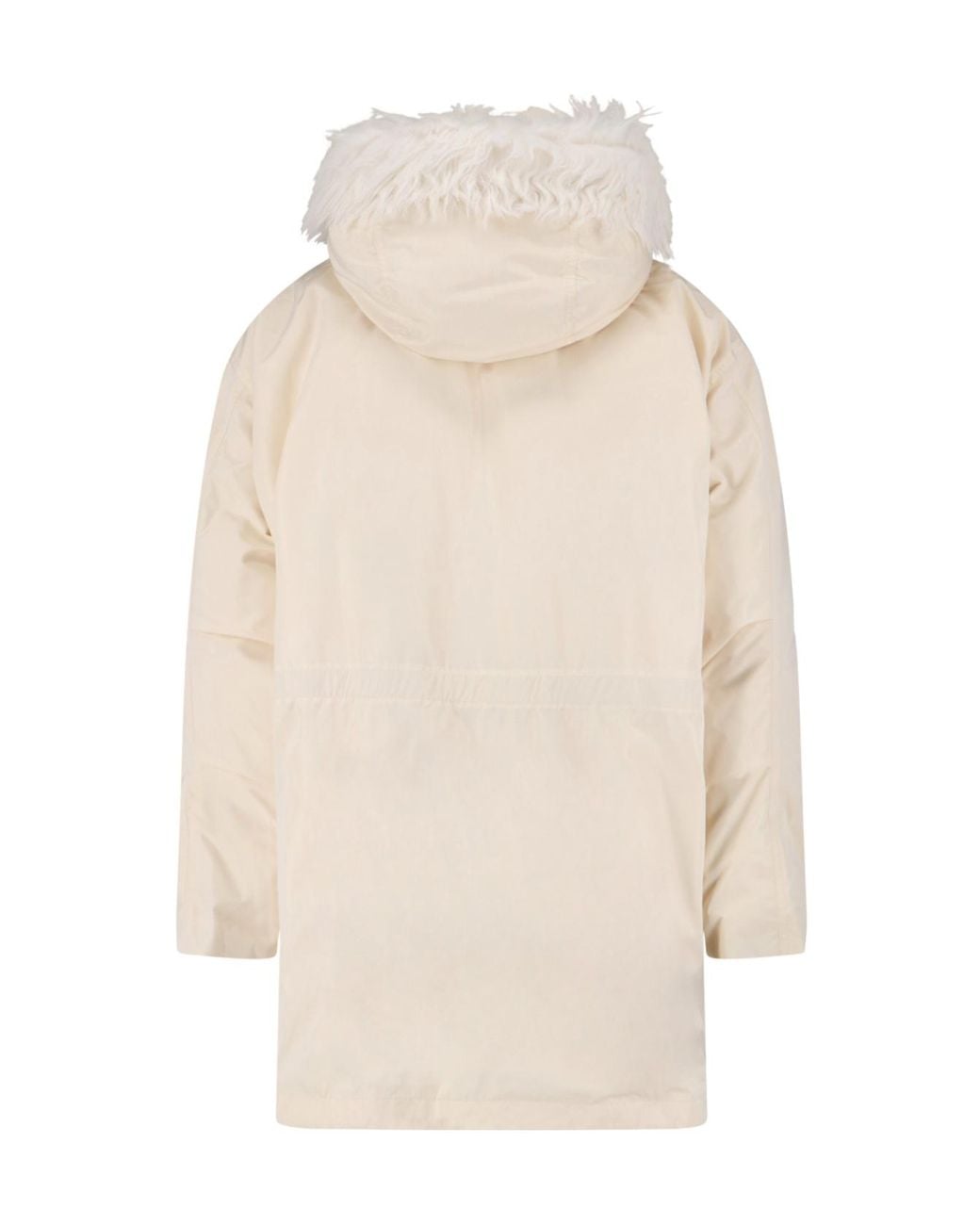 Jil Sander Natural Faux Fur Trim Hooded Jacket