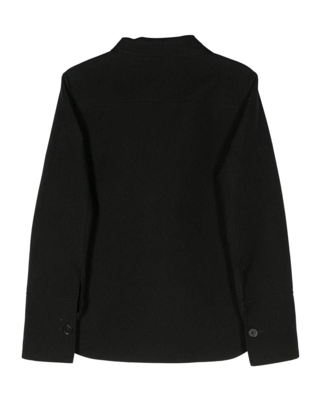 Jil Sander Black Button-Up Curved Hem Shirt Jacket