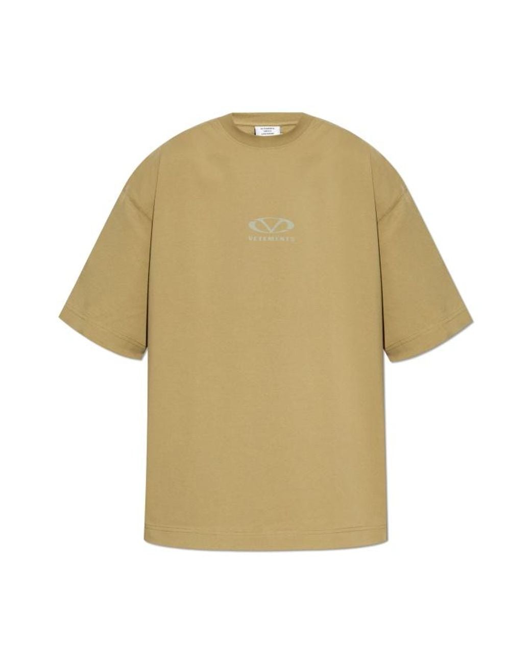 Vetements Natural Logo Printed Crewneck T-Shirt for men