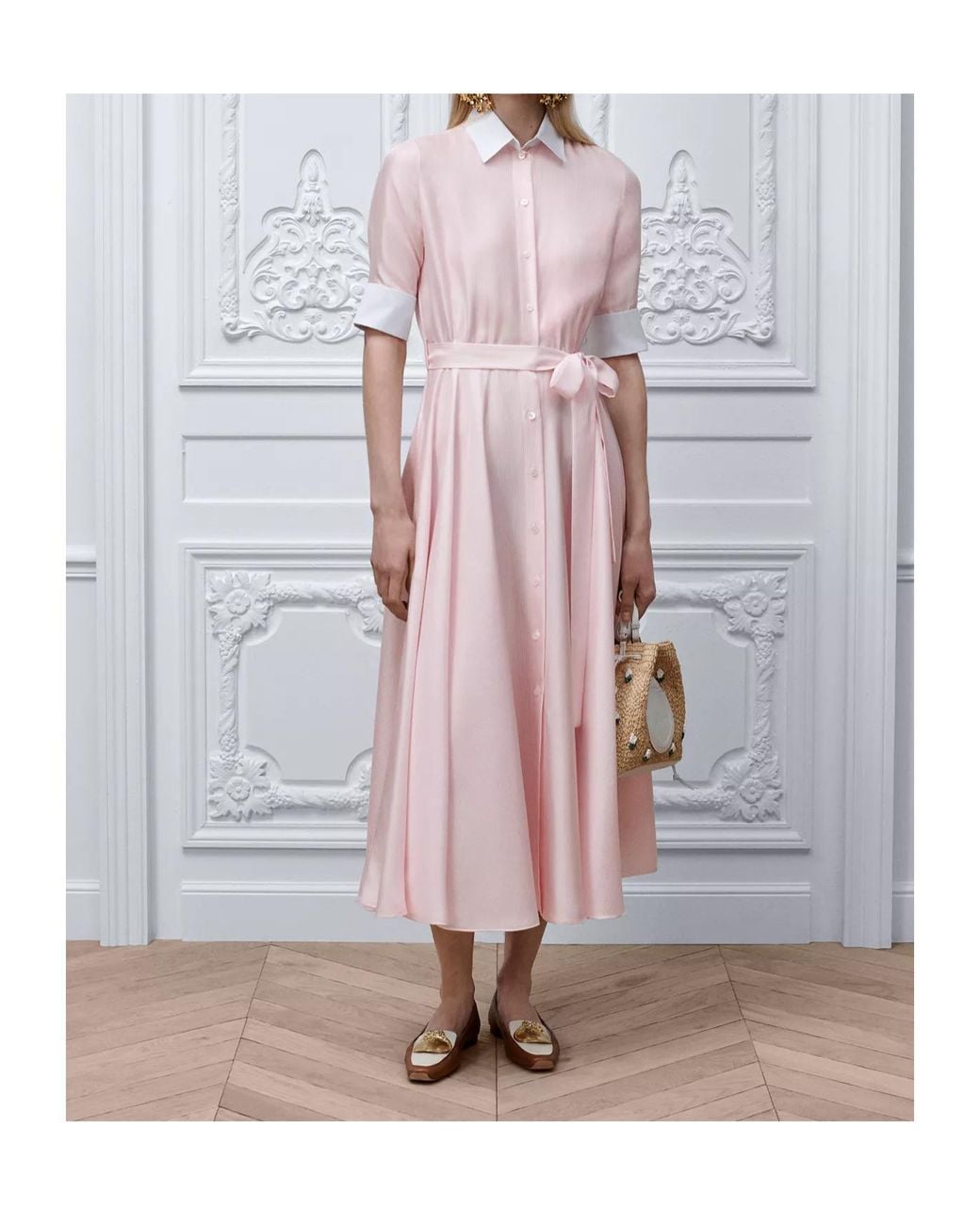 Dior Pink Iviera Mid-Length Belted Shirtdress