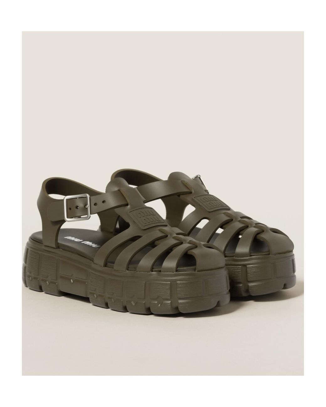 Miu Miu Green Eva Platform Cage Sandals