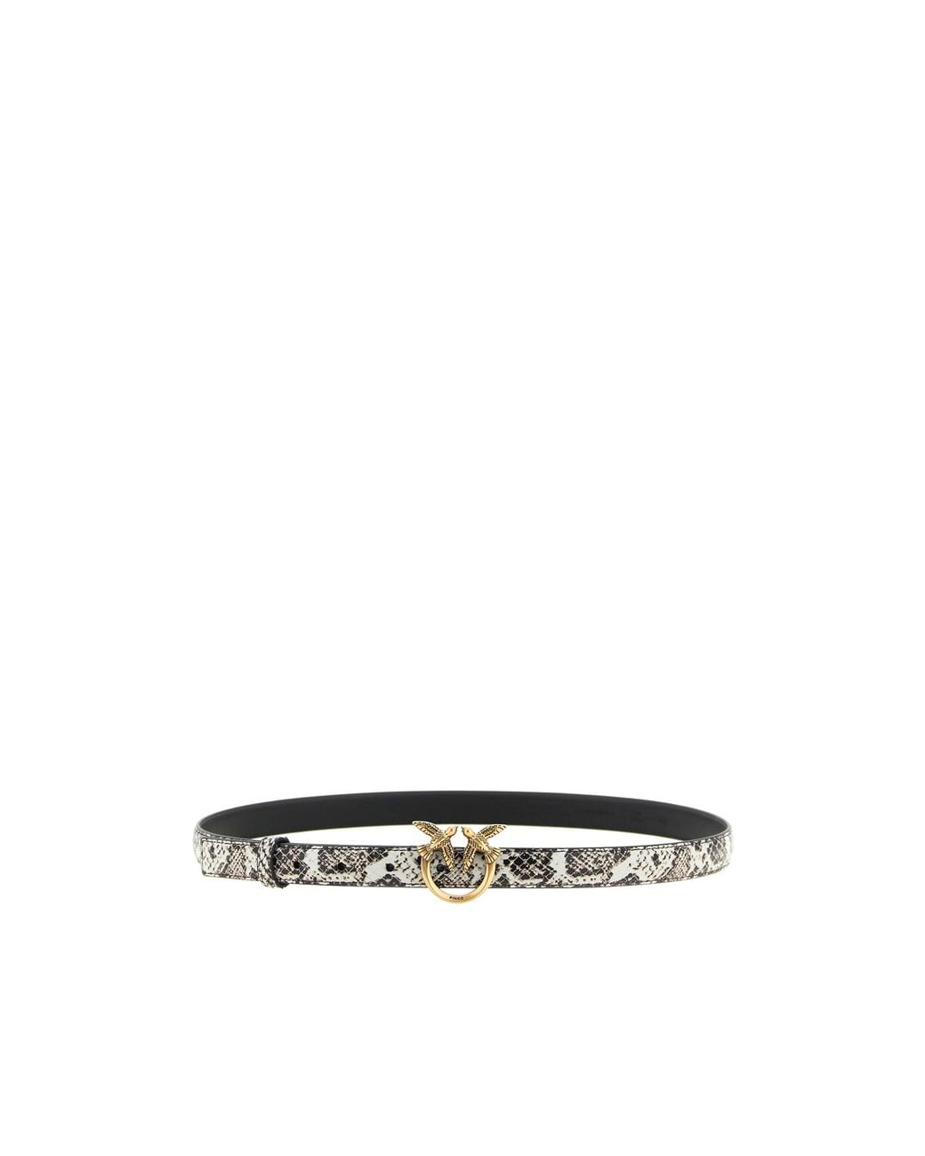 Pinko White Love Birds Printed Leather Belt