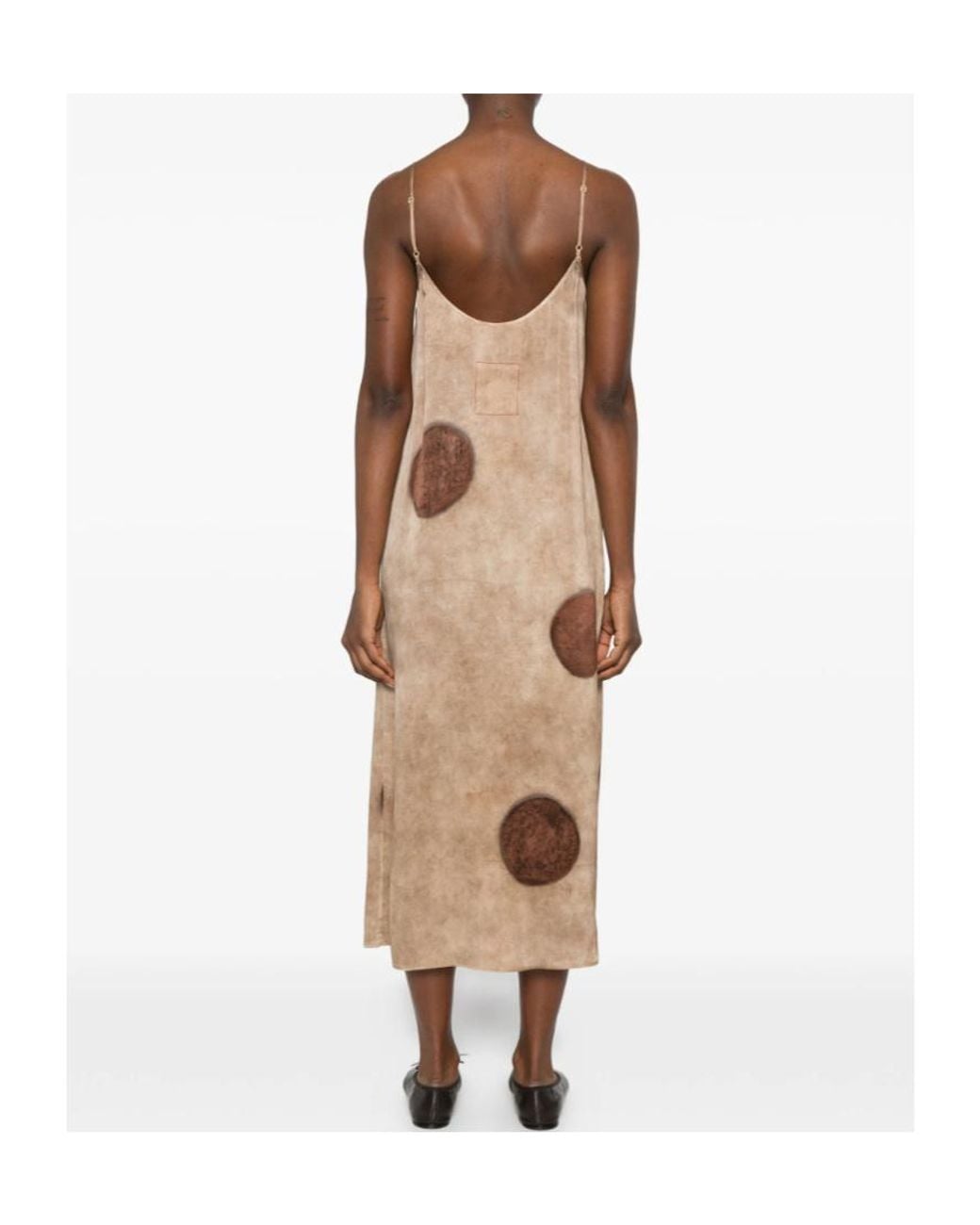Uma Wang Natural Anaya Polka-Dot Midi Dress