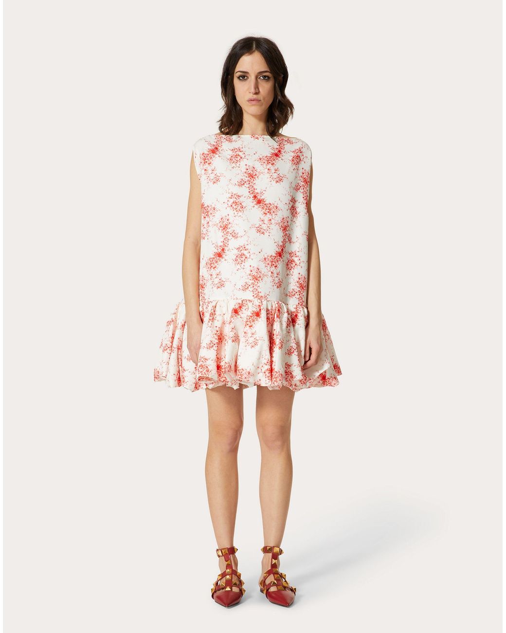 Valentino Red Printed Sleeveless Dress