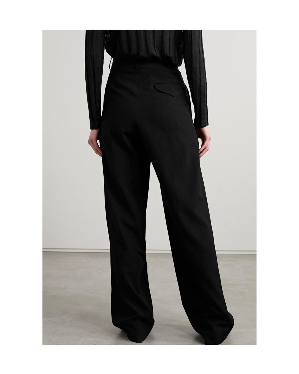 The Row Black Straight-Leg Pleat-Detailed Pants