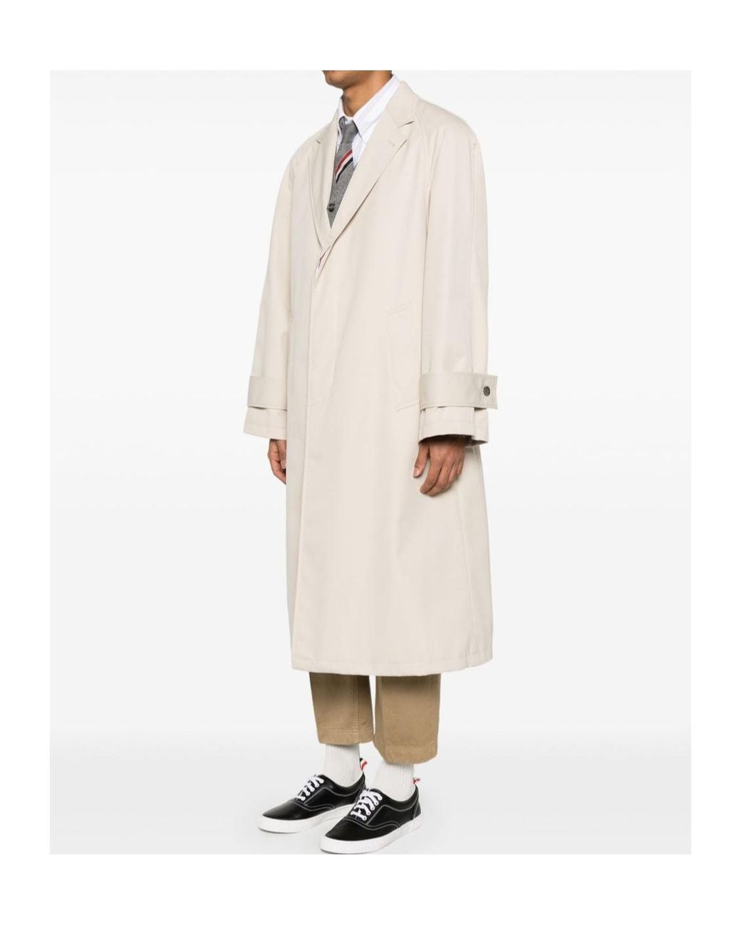 Thom Browne White Waterproof Trench Coat for men