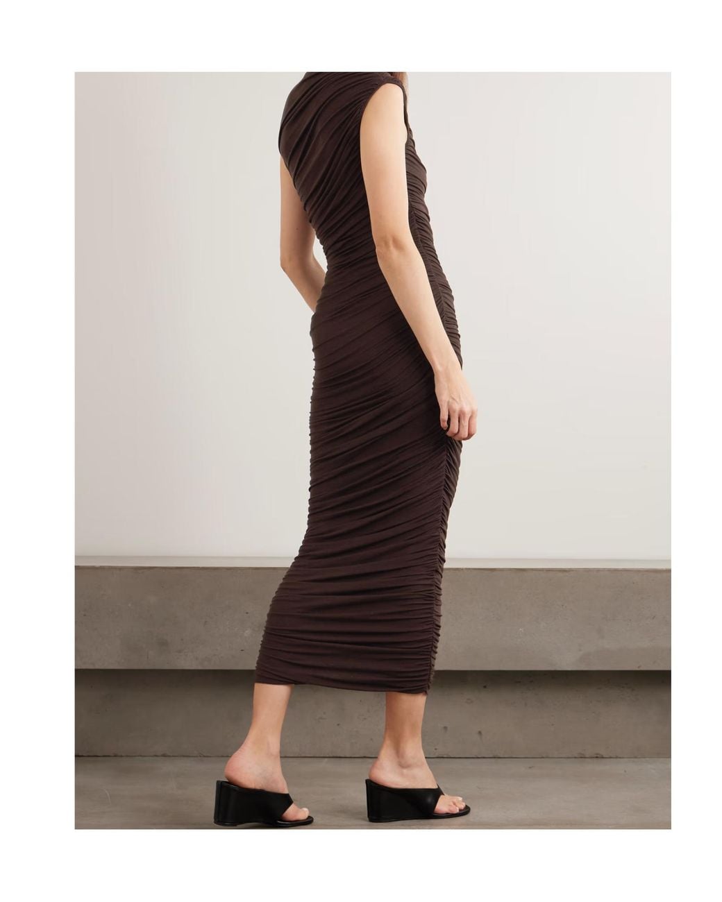 Agolde Brown Pleated Long Dress