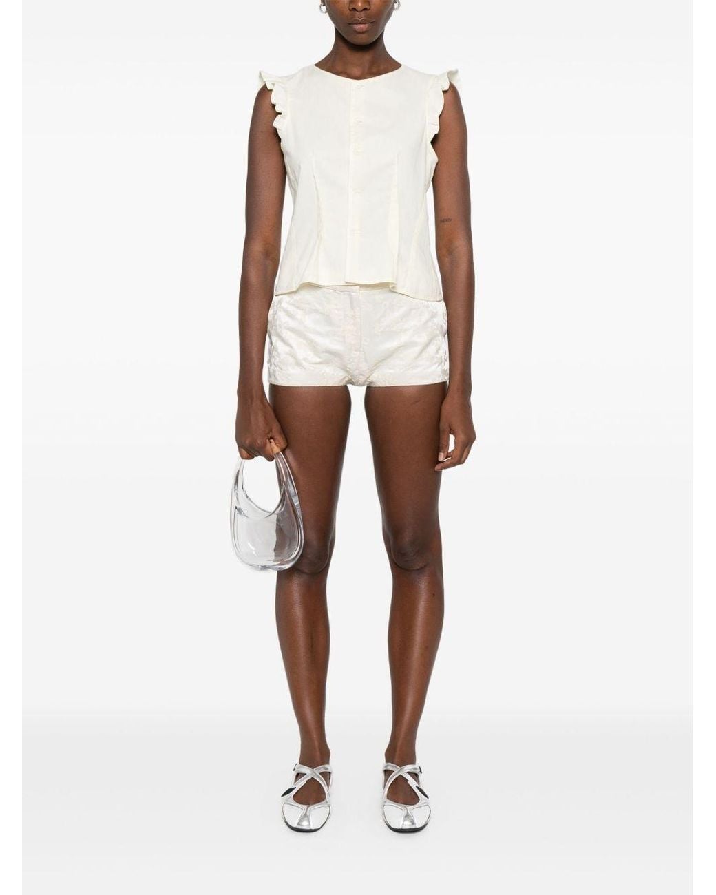 Coperni White Floral-Jacquard Shorts