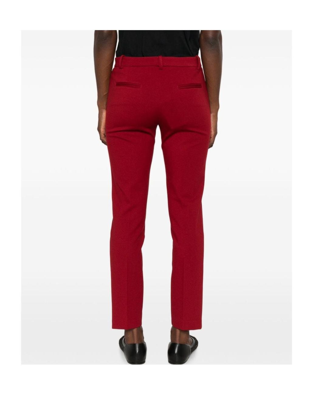 Pinko Red Belt-Loop Buttoned Trousers