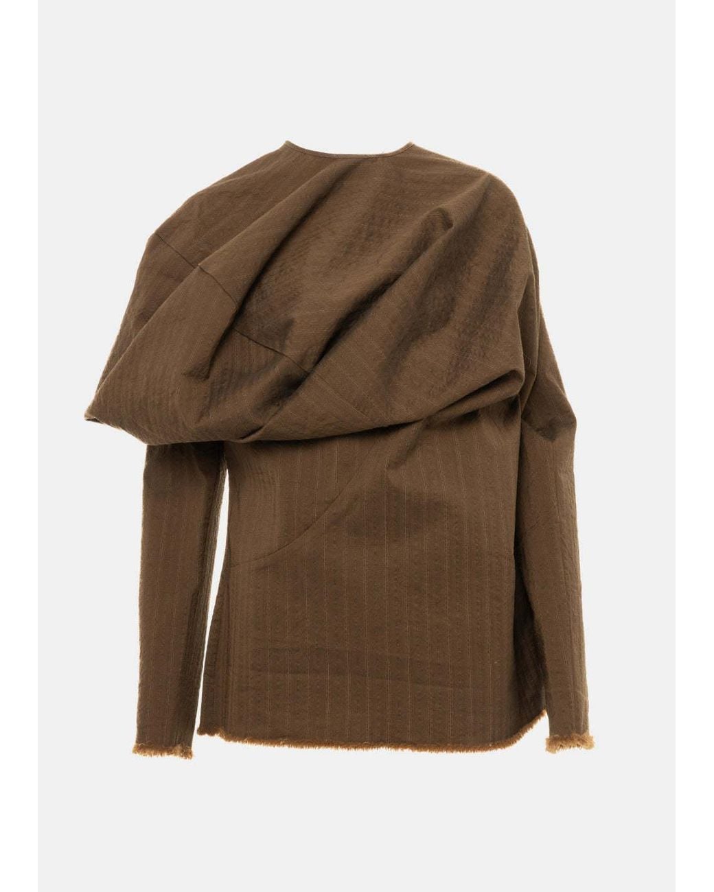Uma Wang Brown Asymmetric Blouse